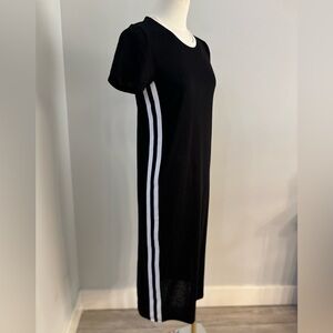 Marc New York Black Midi Dress with White Side Stripes